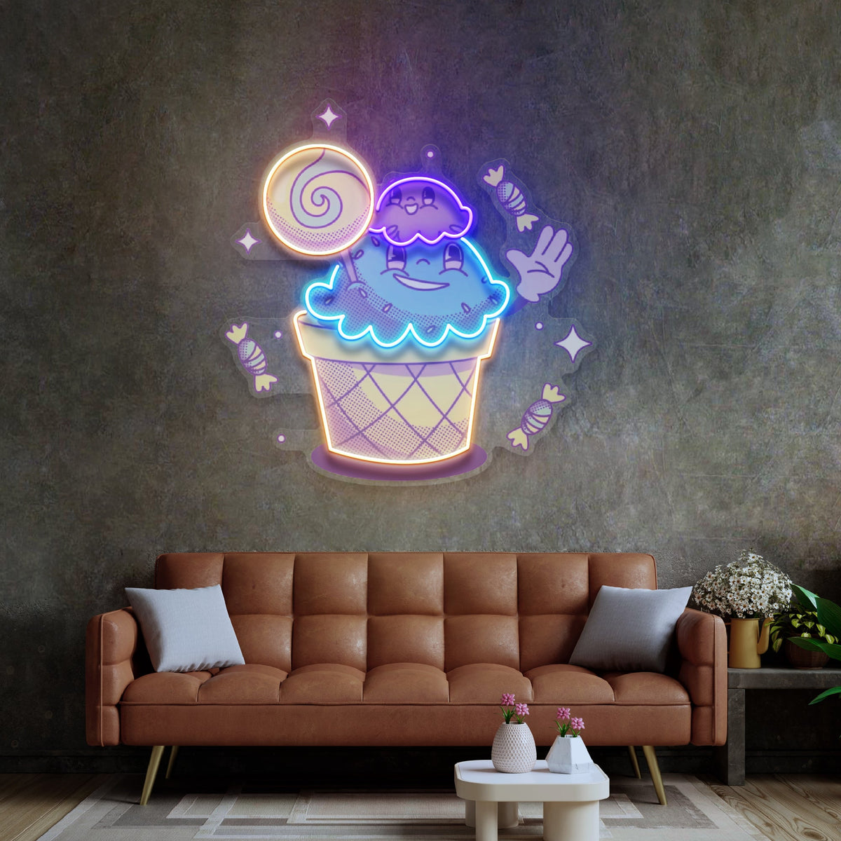 Hand Drawn Candy LED Neon Sign Light Pop Art