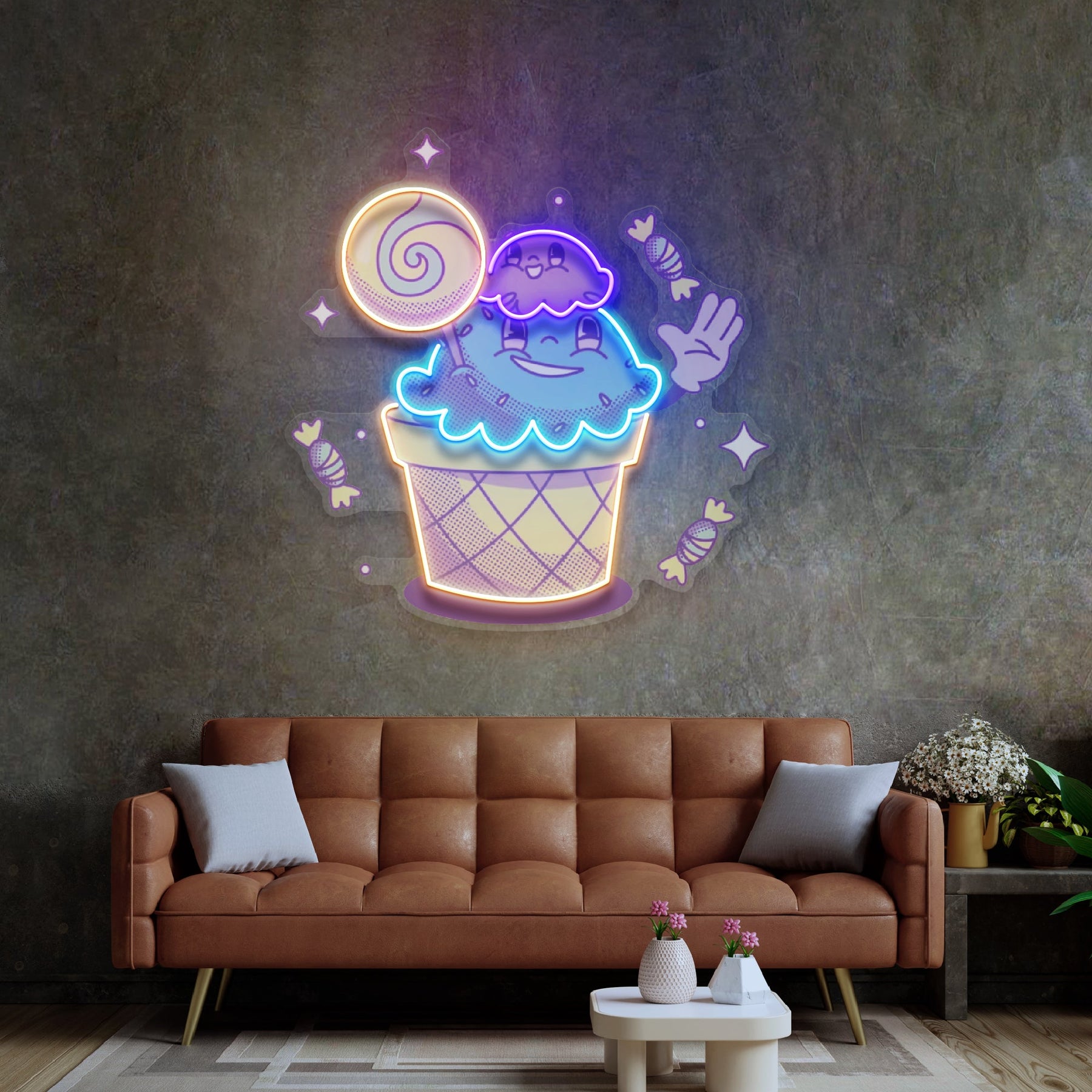 Hand Drawn Candy LED Neon Sign Light Pop Art