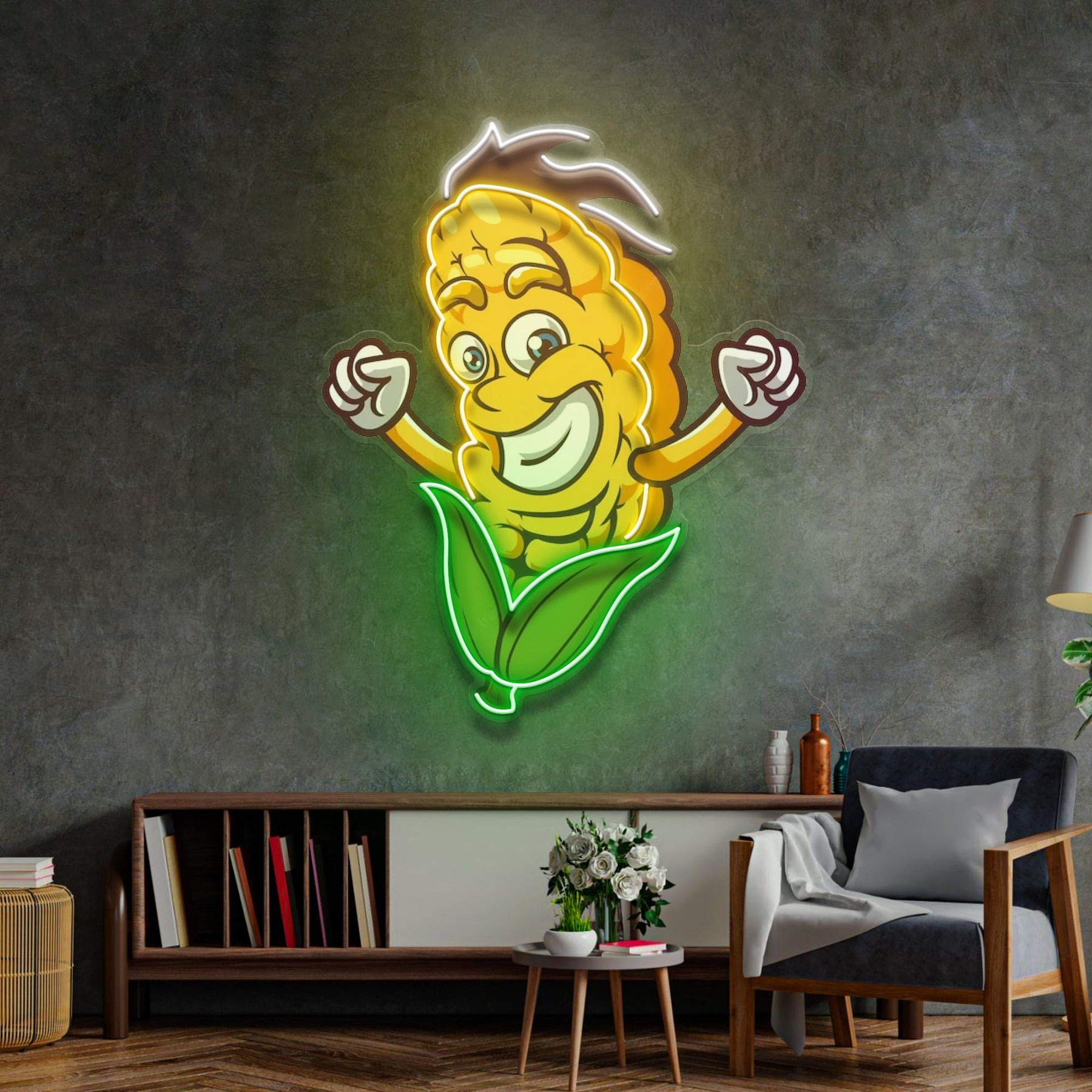 Happy Corn LED Neon Sign Light Pop Art