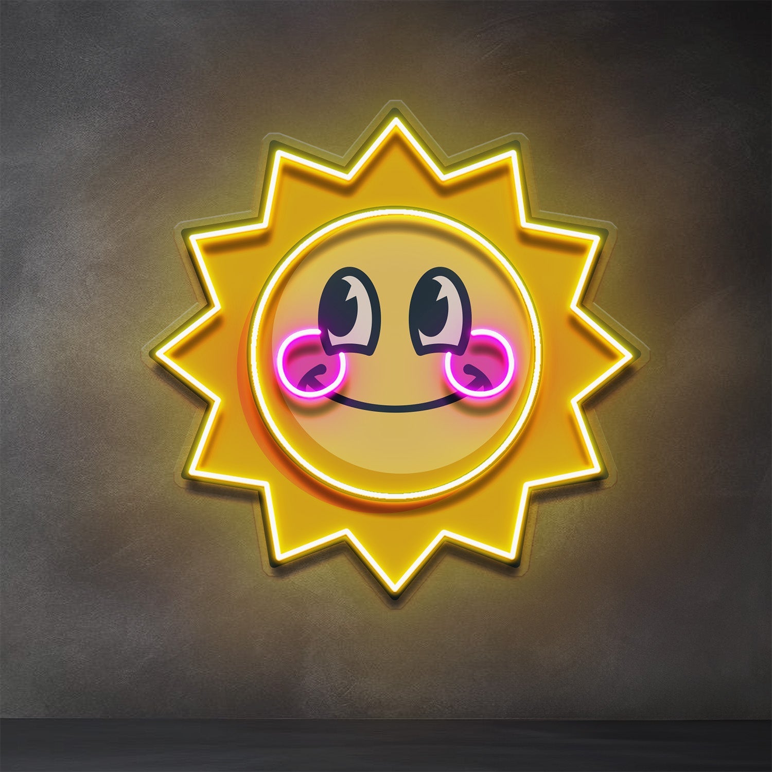 Sun Happy Sign Happy Sun LED Neon Sign Light Pop Art