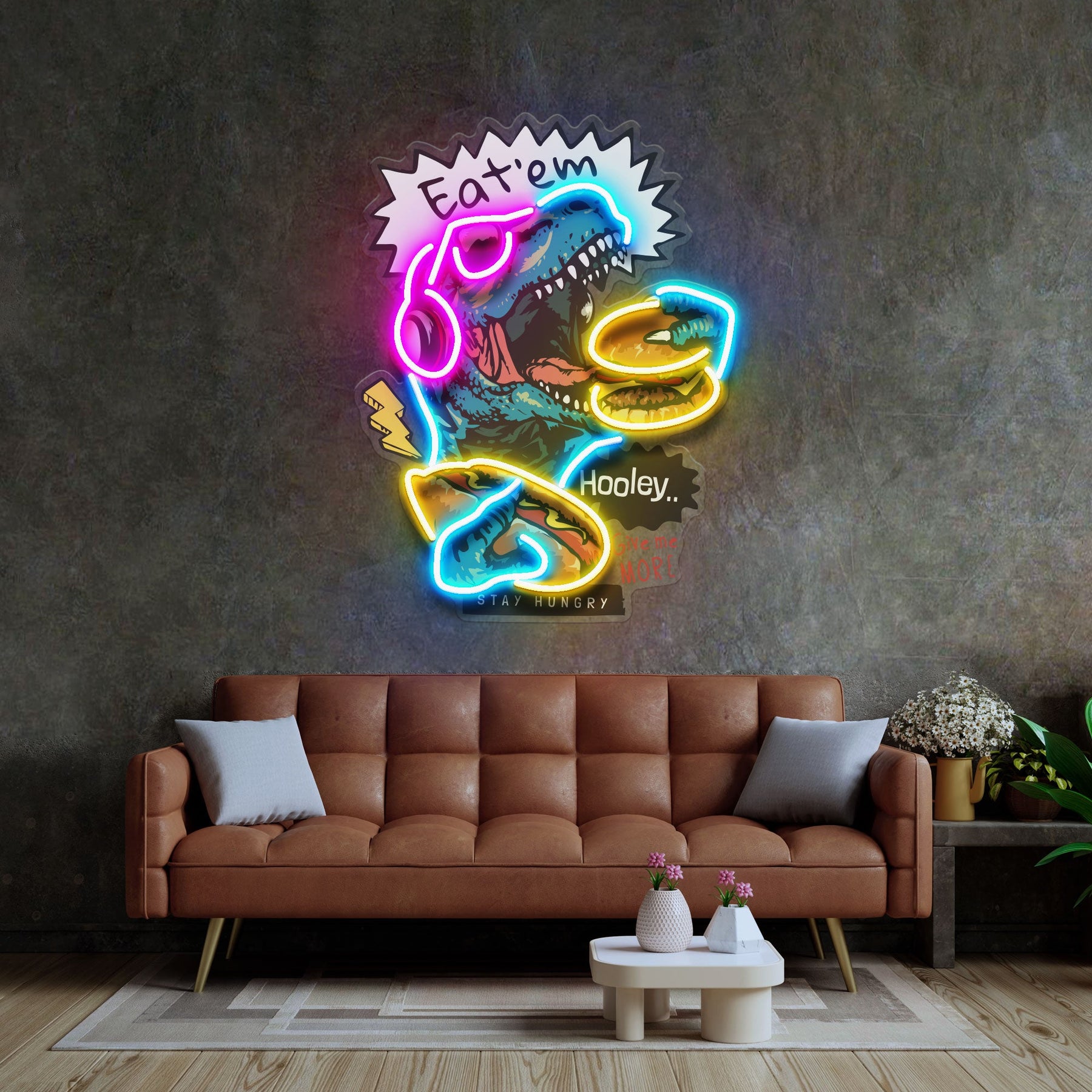 Hungry Dinosour LED Neon Sign Light Pop Art