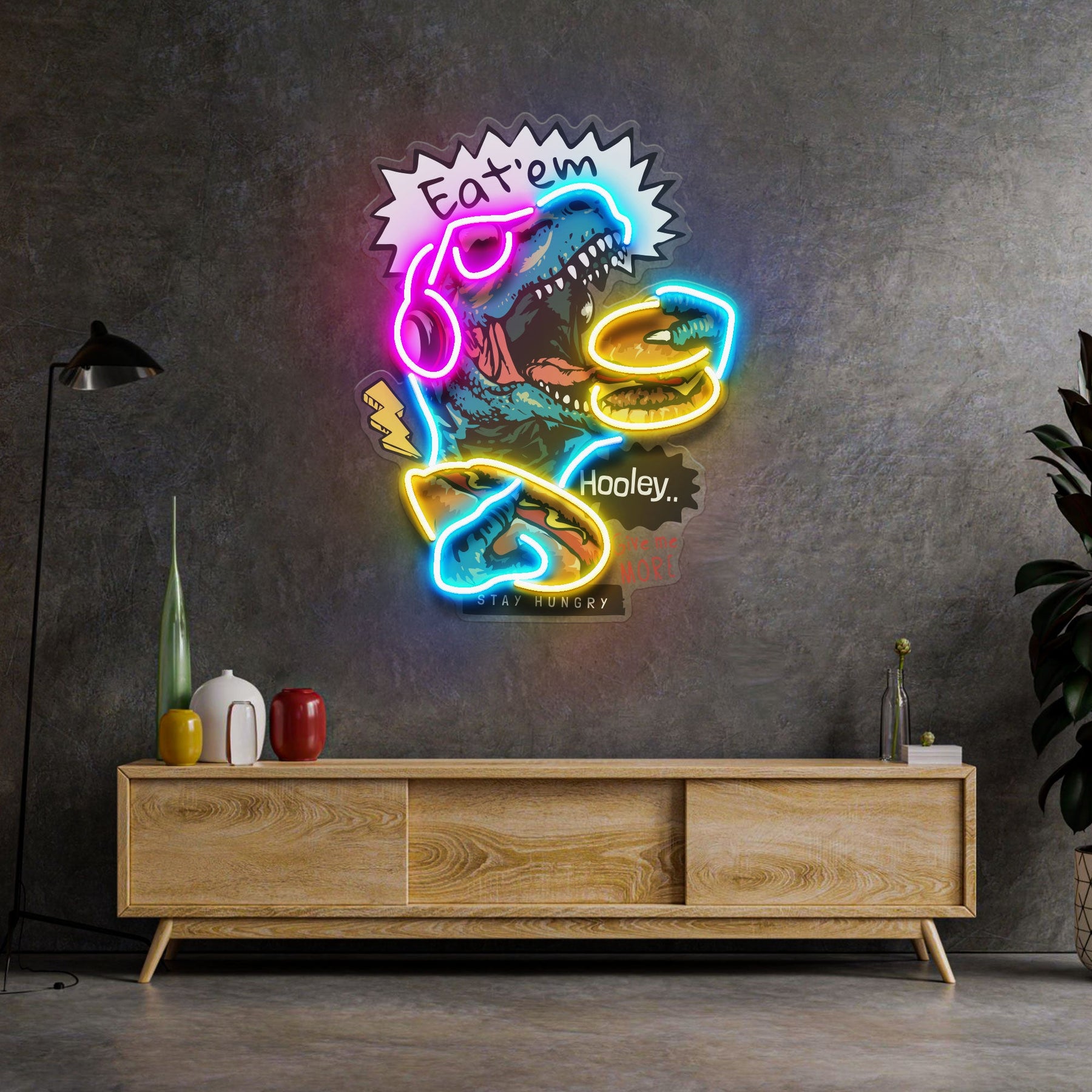 Hungry Dinosour LED Neon Sign Light Pop Art