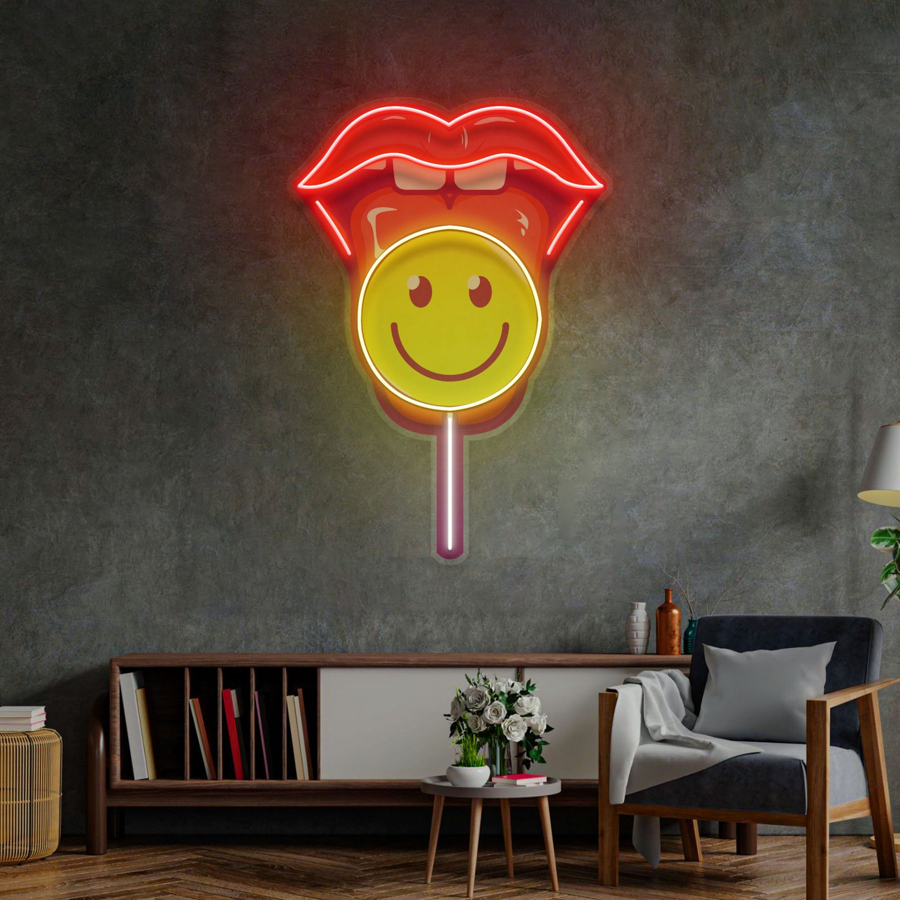 Lip Lollipop LED Neon Sign Light Pop Art