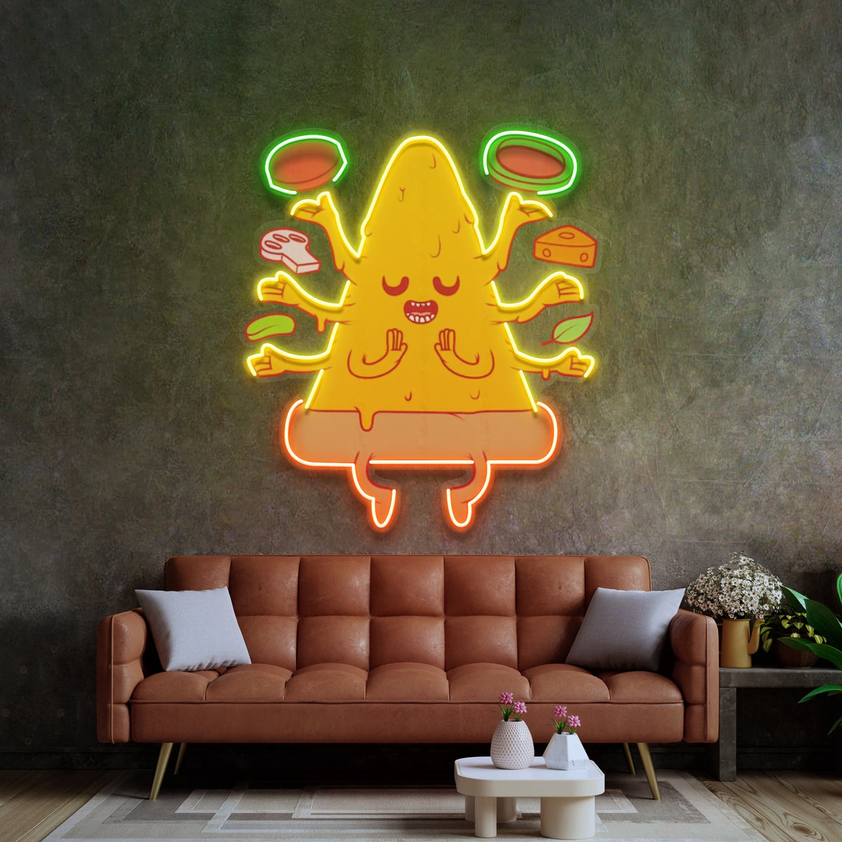 Meditating Pizza LED Neon Sign Light Pop Art