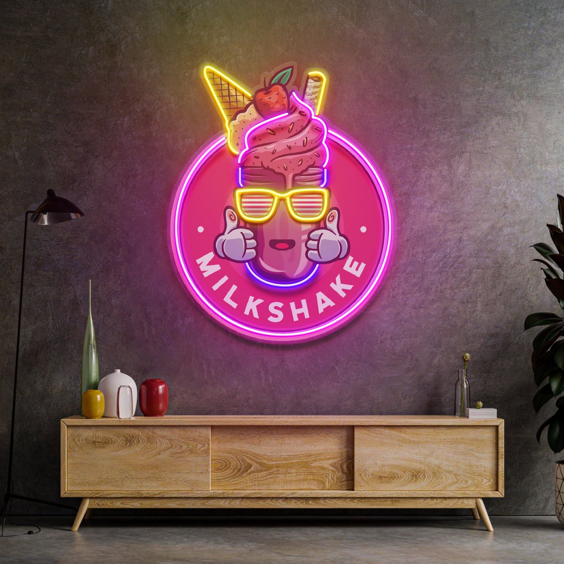 Milkshake Badge LED Neon Sign Light Pop Art