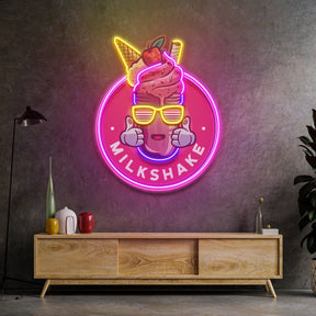 Milkshake Badge LED Neon Sign Light Pop Art