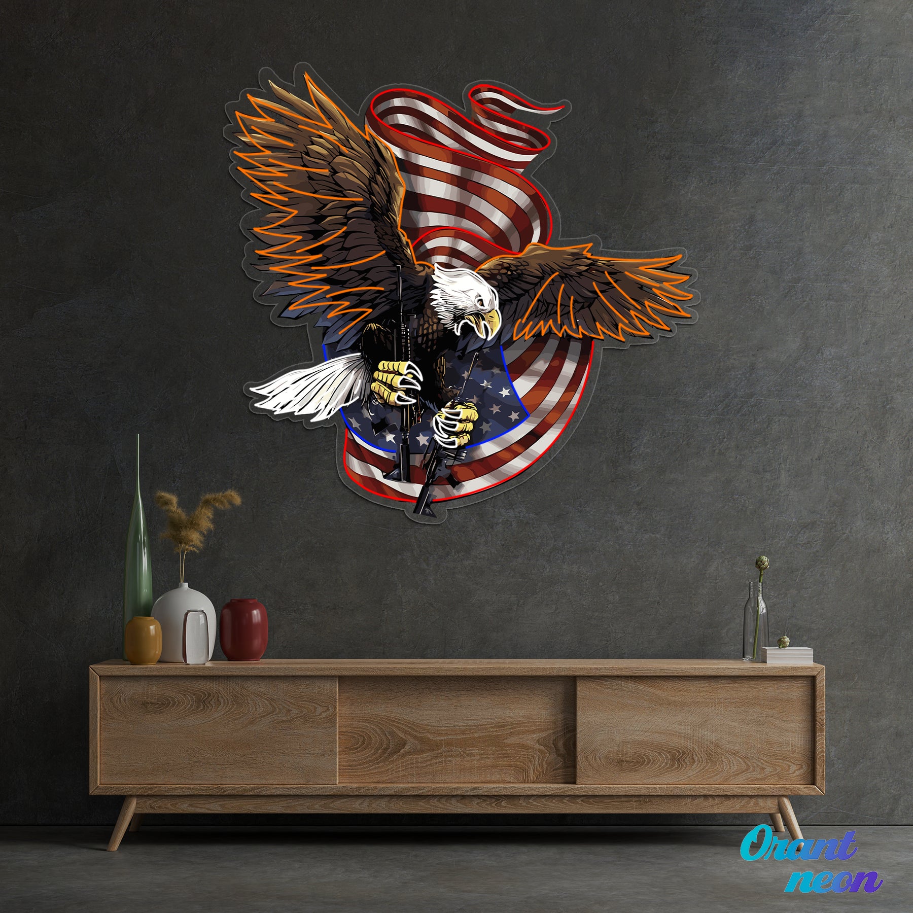 Patriotic Eagle and Guns - US Flag