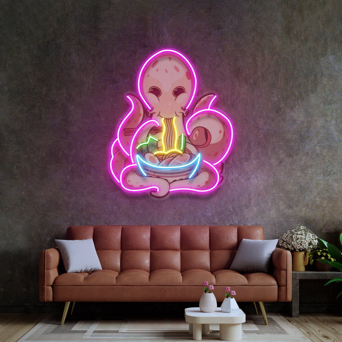 Octopus Eating Ramen LED Neon Sign Light Pop Art