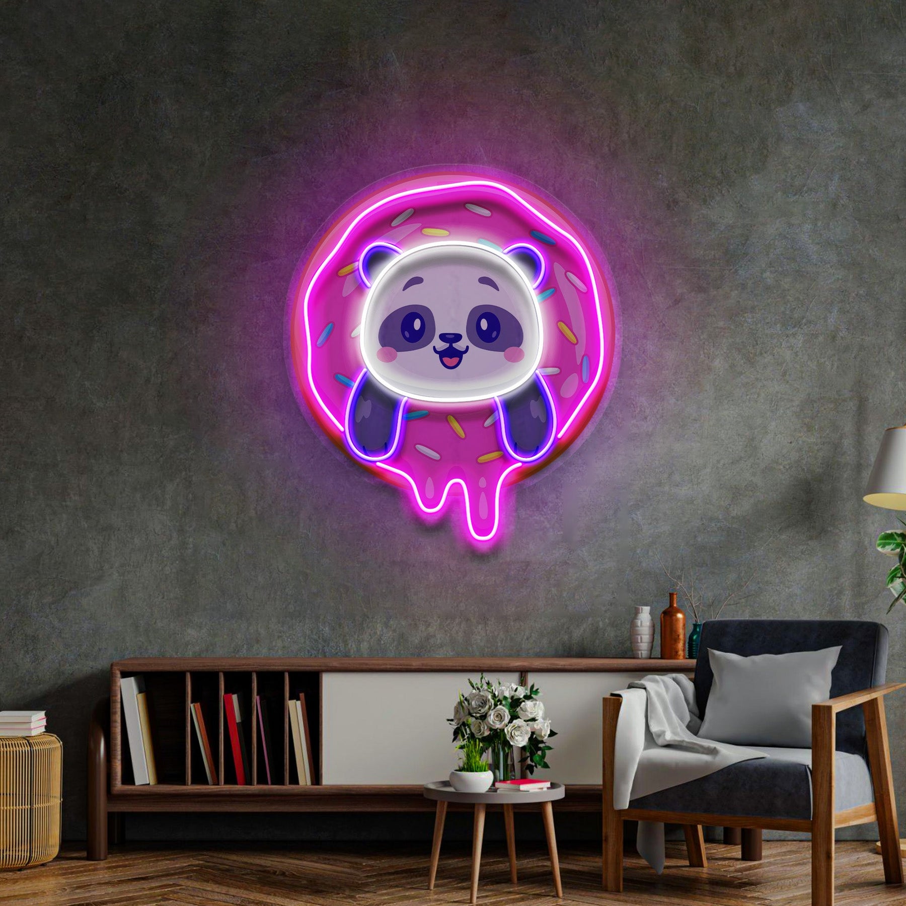 Panda Donut LED Neon Sign Light Pop Art