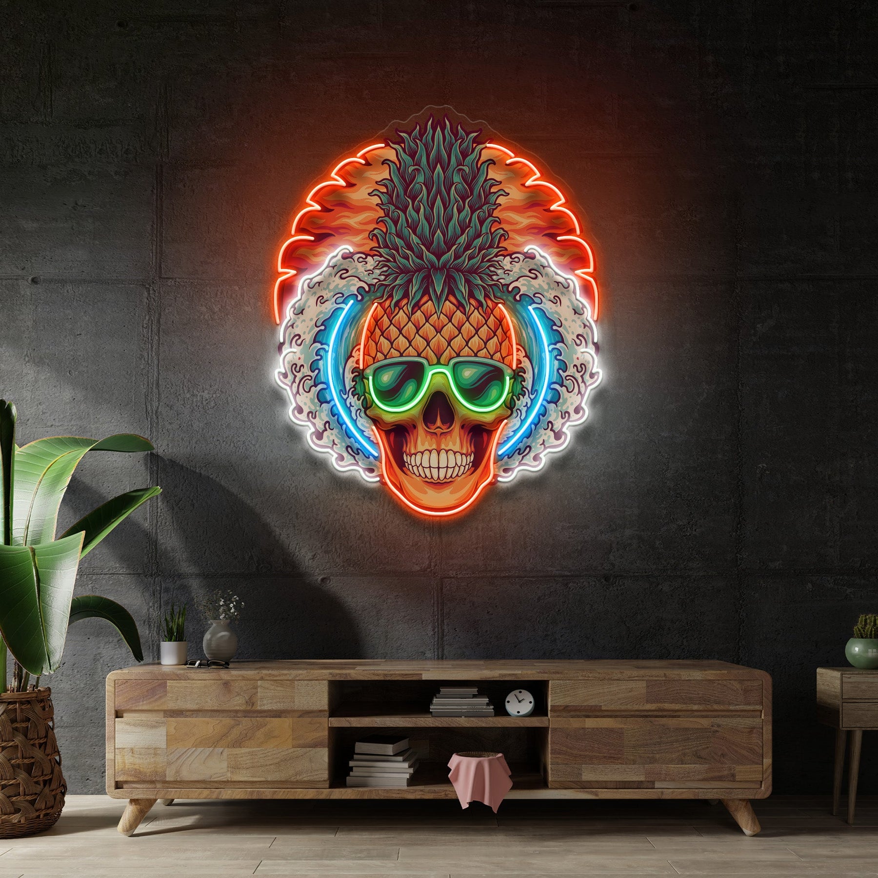 Pineapple Sea Skull LED Neon Sign Light Pop Art