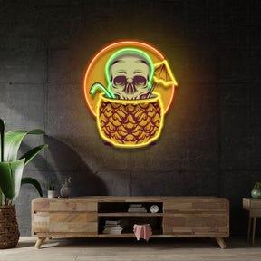 Pineapple Skull LED Neon Sign Light Pop Art