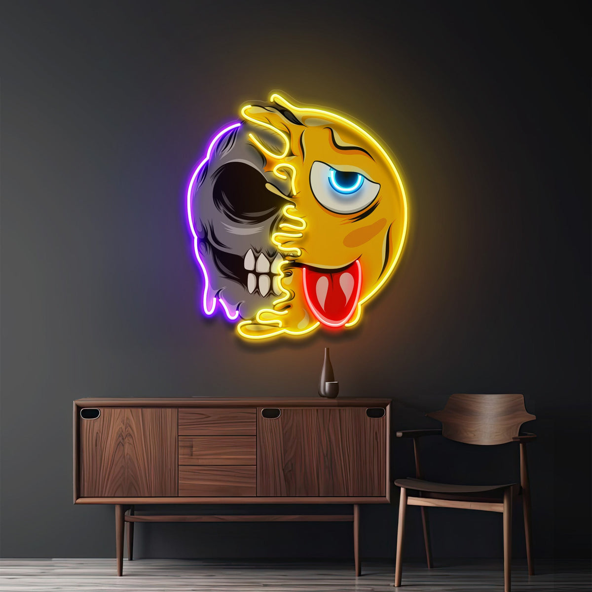 Pleh Emoji Skull LED Neon Sign Light Pop Art