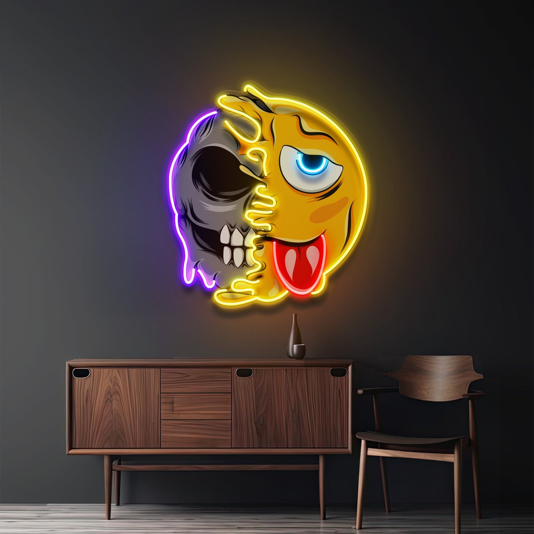 Pleh Emoji Skull LED Neon Sign Light Pop Art