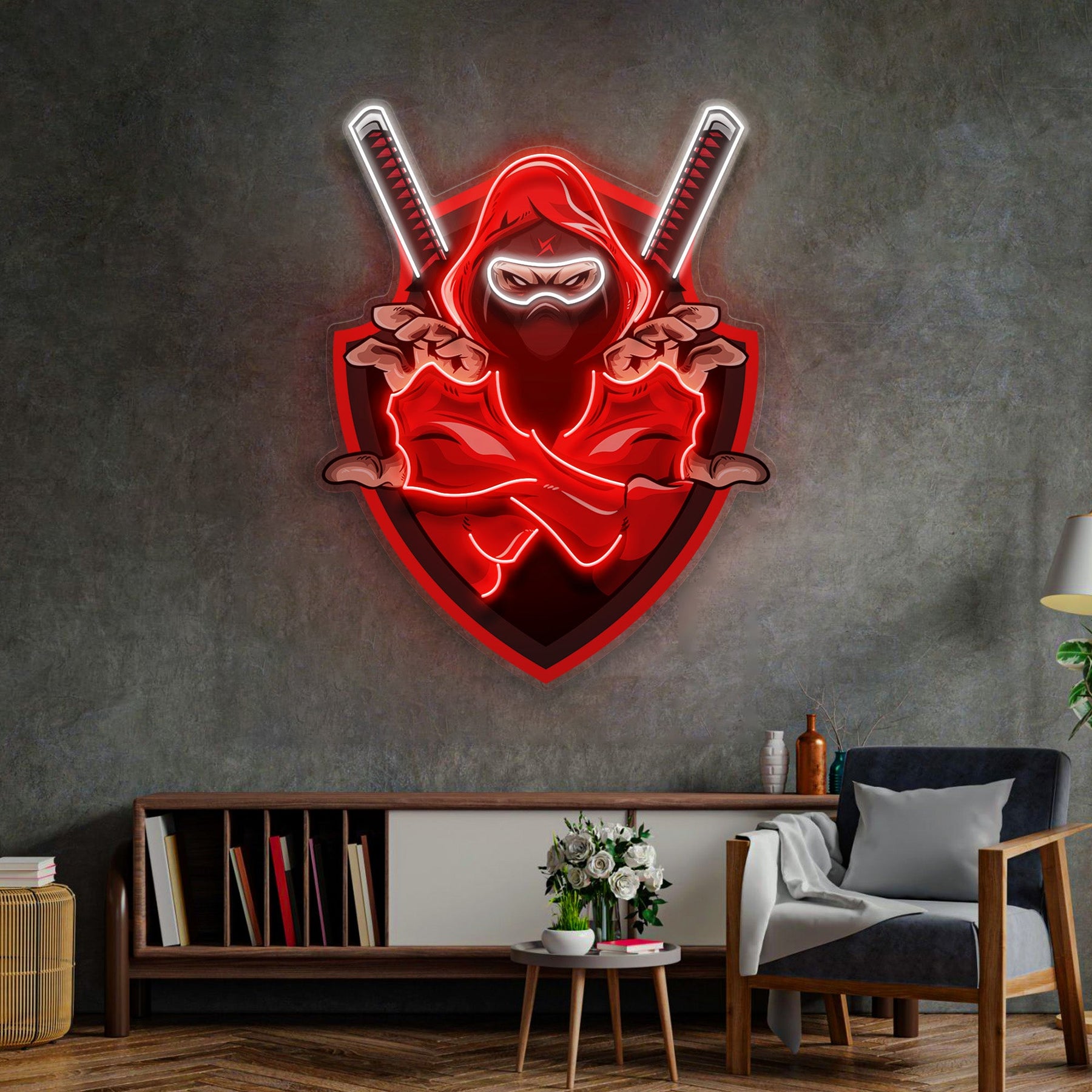 Red Ninja LED Neon Sign Light Pop Art