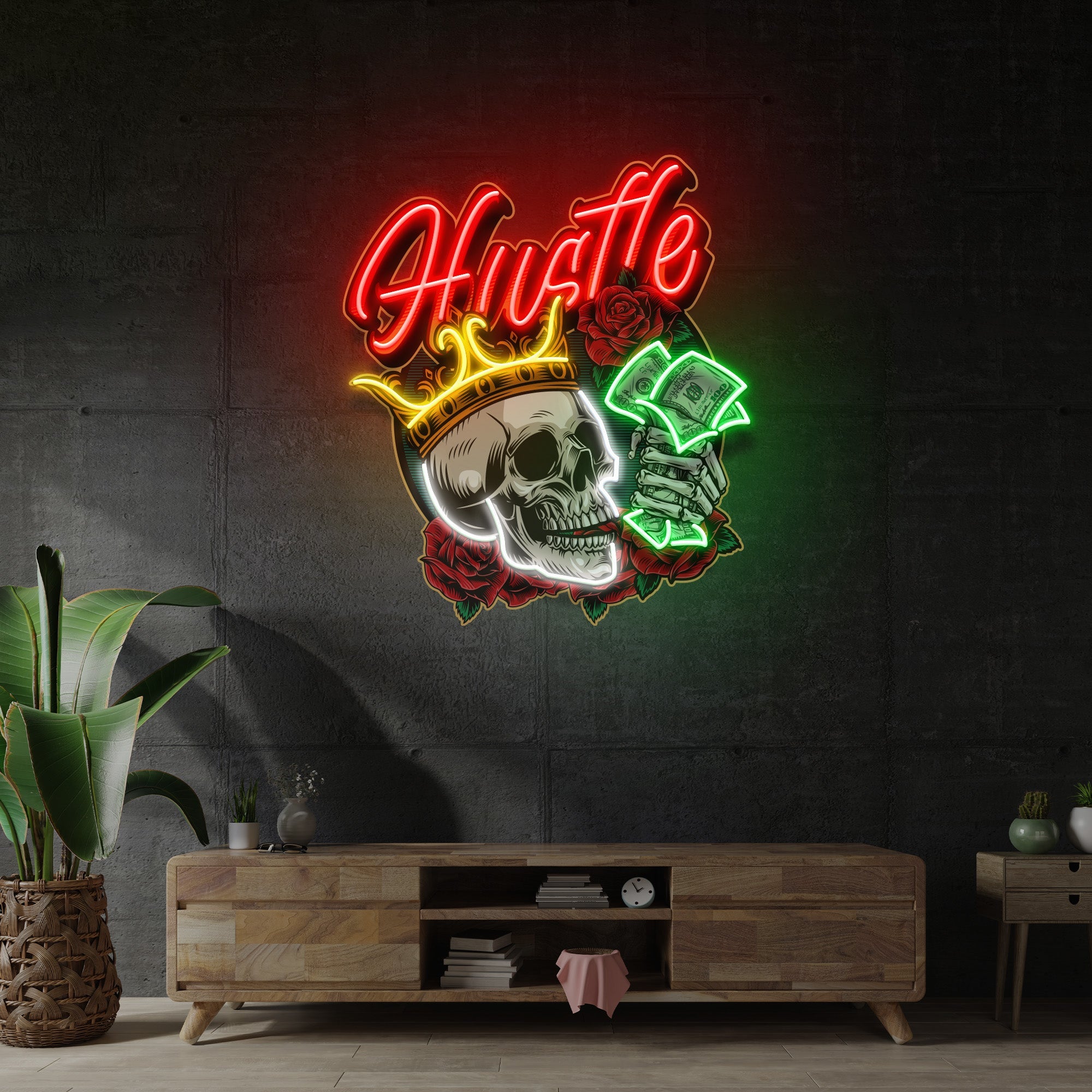 Rich Skull LED Neon Sign Light Pop Art