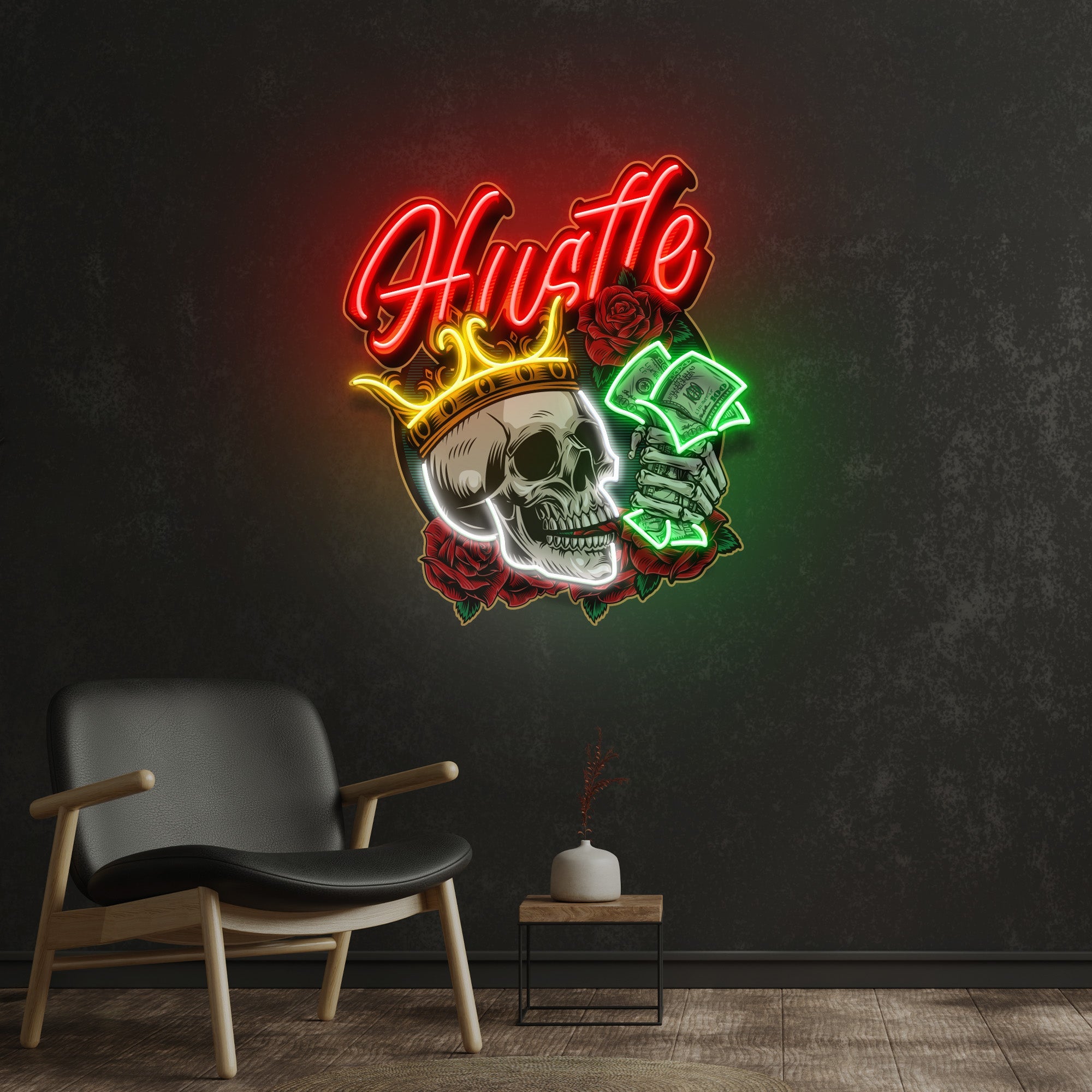 Rich Skull LED Neon Sign Light Pop Art