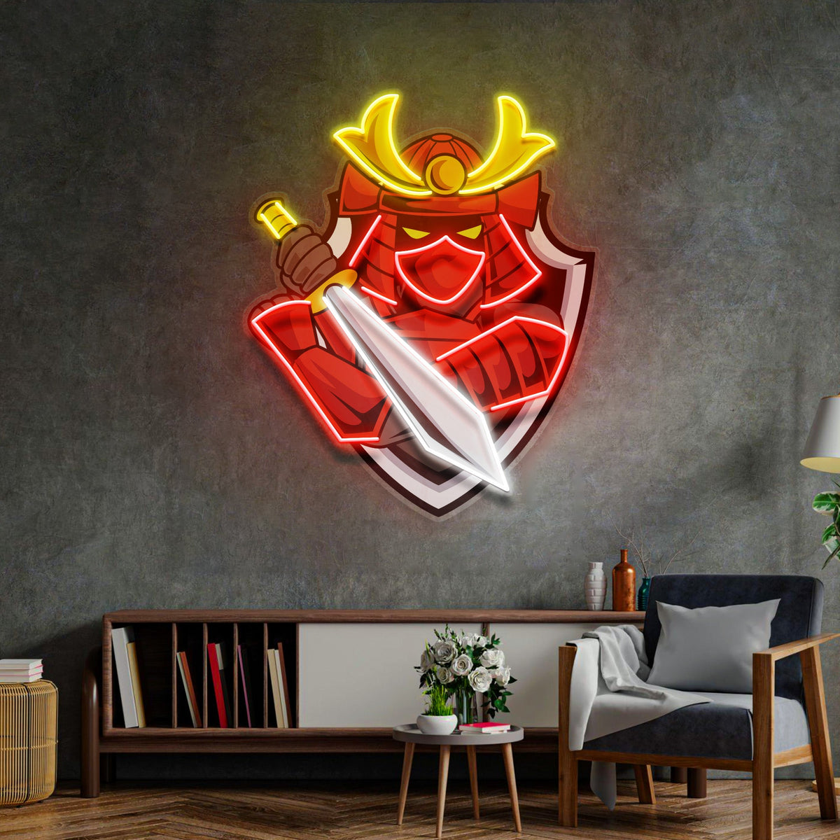 Samurai Mascot LED Neon Sign Light Pop Art