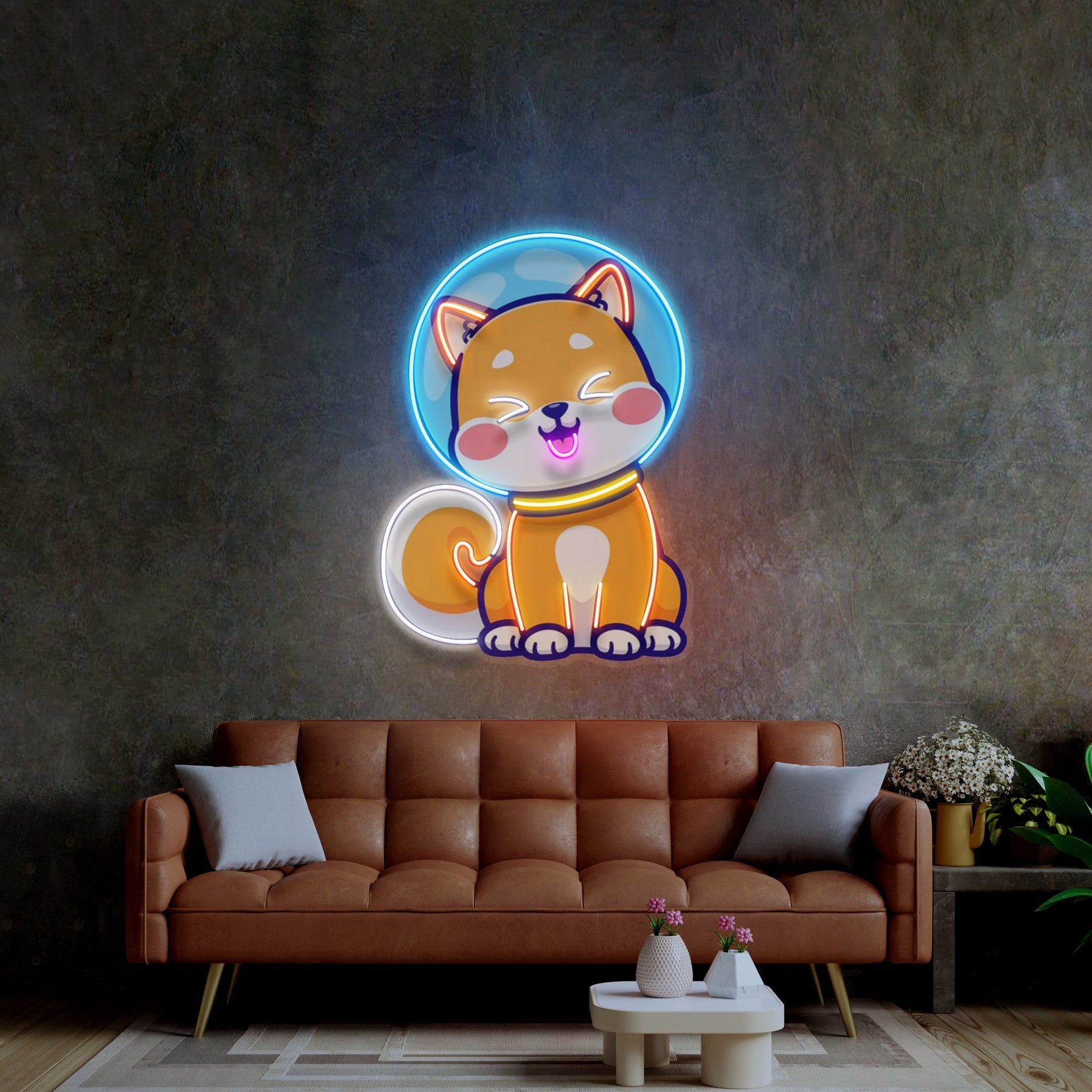Shiba Astronaut LED Neon Sign Light Pop Art