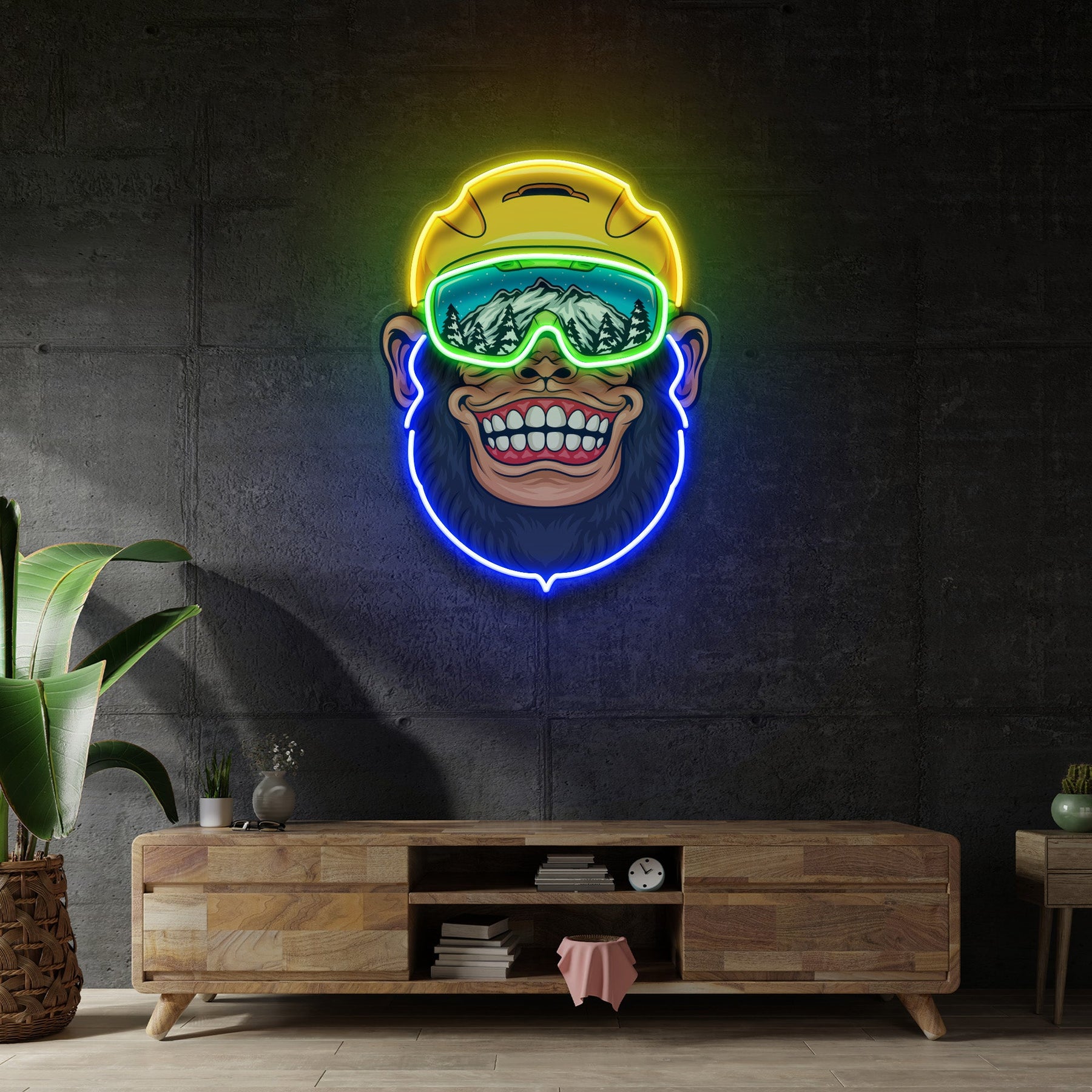 Monkey Led Sign Snowboarder Monkey LED Neon Sign Light Pop Art