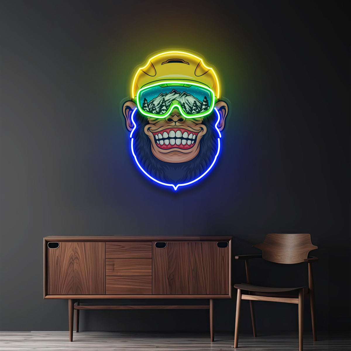 Snowboarder Monkey LED Neon Sign Light Pop Art
