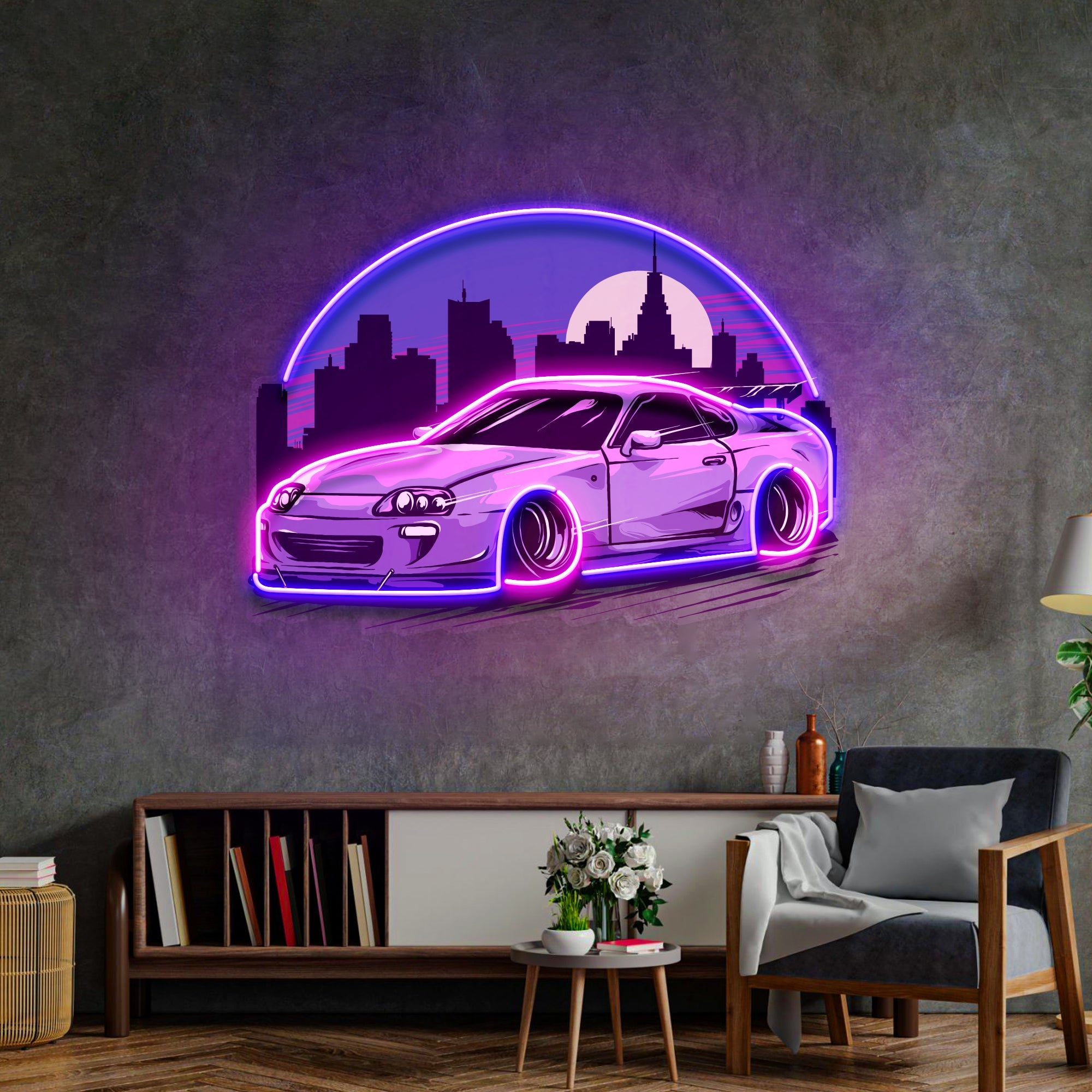 Sport car Supra Mk4 Midnight LED Neon Sign Light Pop Art