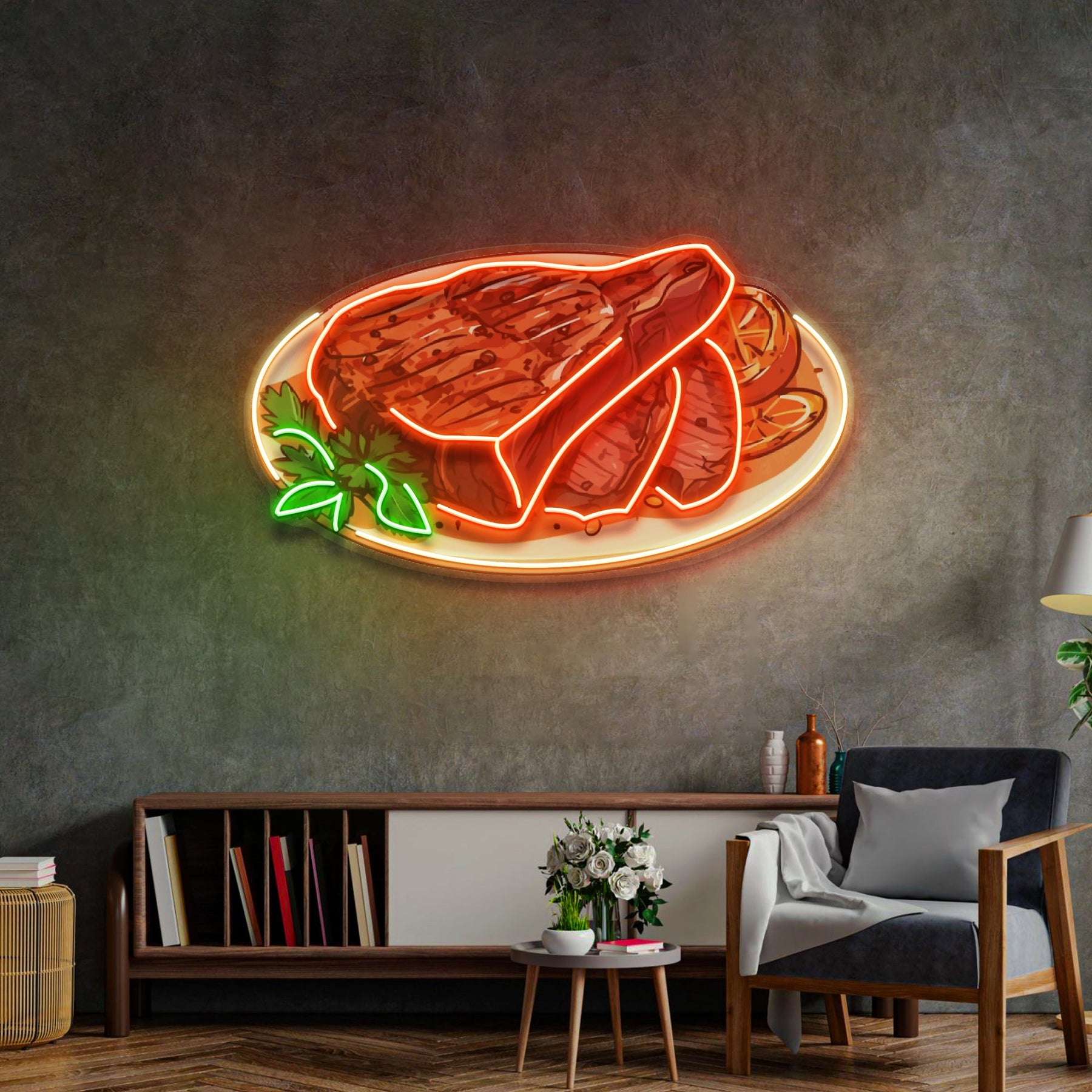 Steak Beef Steak LED Neon Sign Light Pop Art