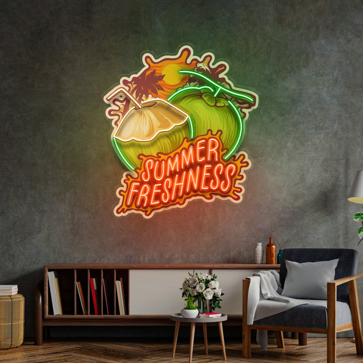 Summer Freshness Coconut LED Neon Sign Light Pop Art
