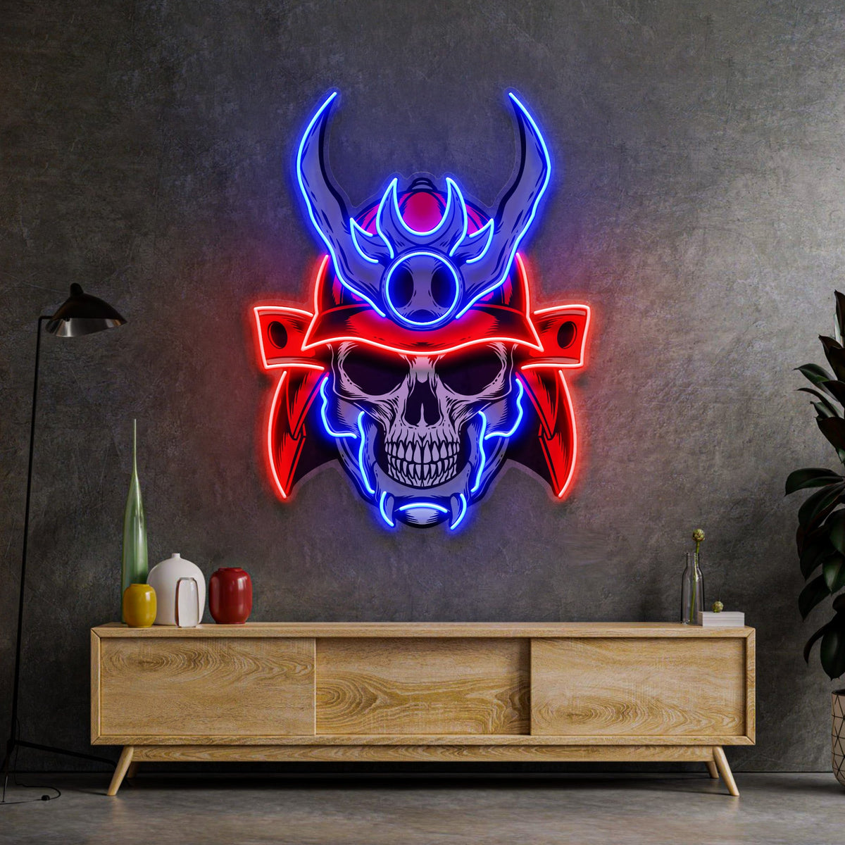 Sumurai Skullcap LED Neon Sign Light Pop Art