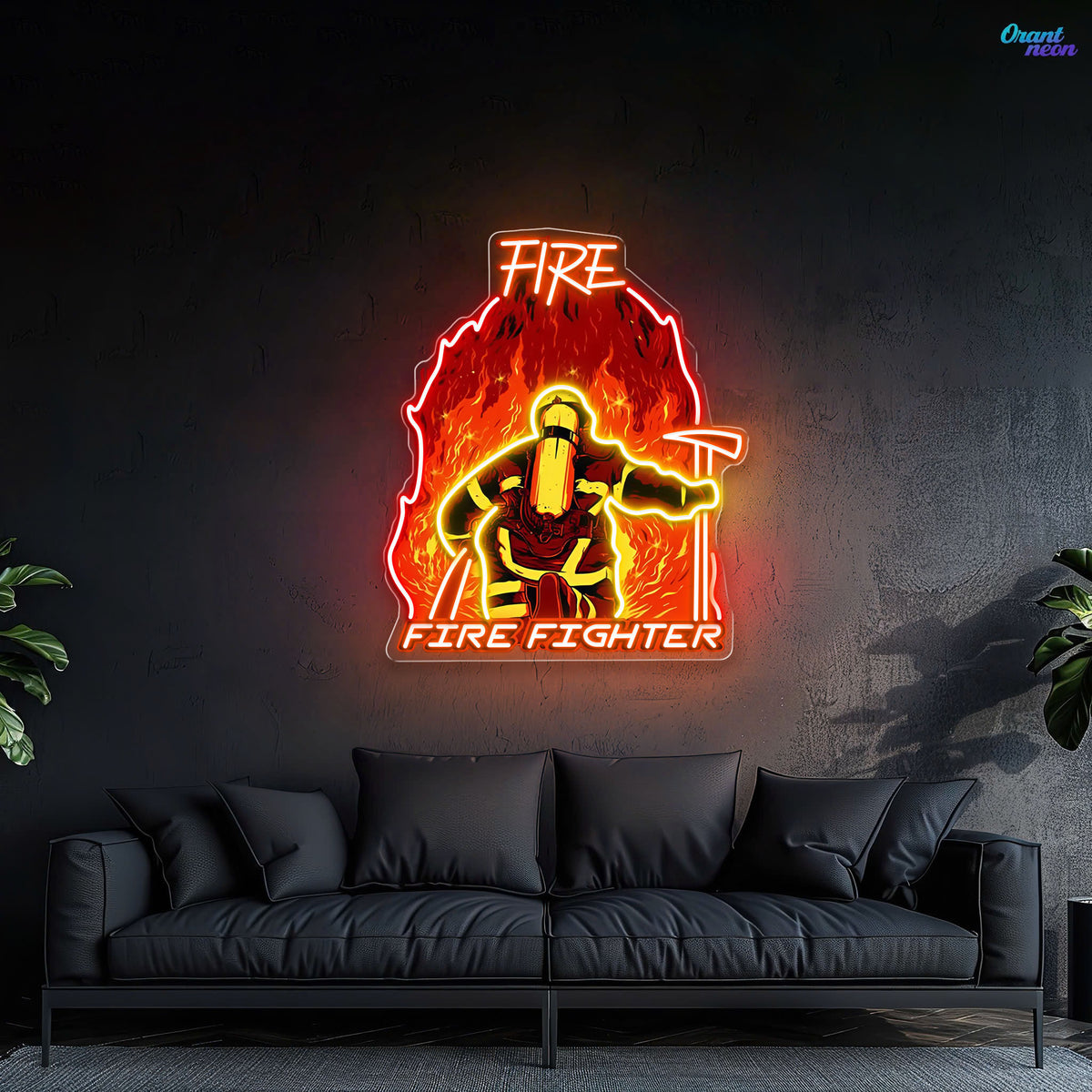 Service, Sacrifice, Strength: Veterans & Firefighters Neon Sign Light Artwork