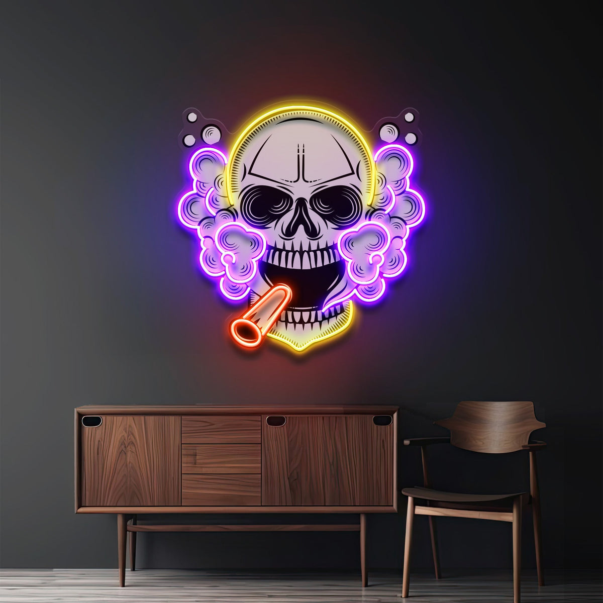 Tobacco Skull Vibe LED Neon Sign Light Pop Art