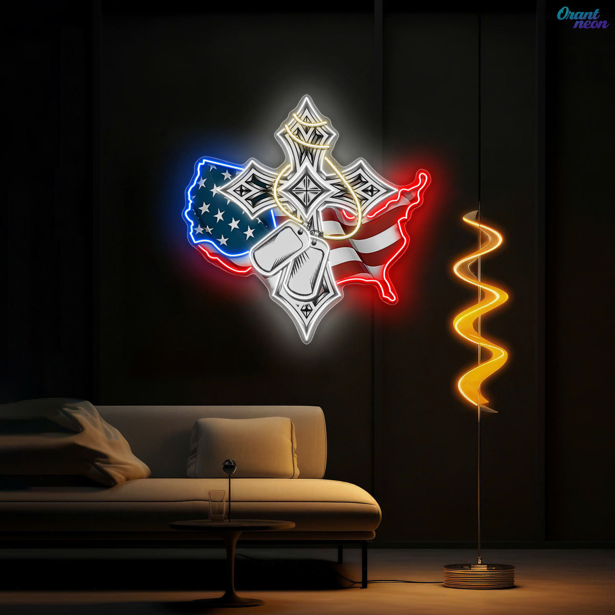 Blessed by Freedom, Guided by Faith best Gift for Veteran Neon Sign Light Artwork