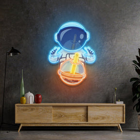 Astronaut Drinking Milktea LED Neon Sign Light Pop Art