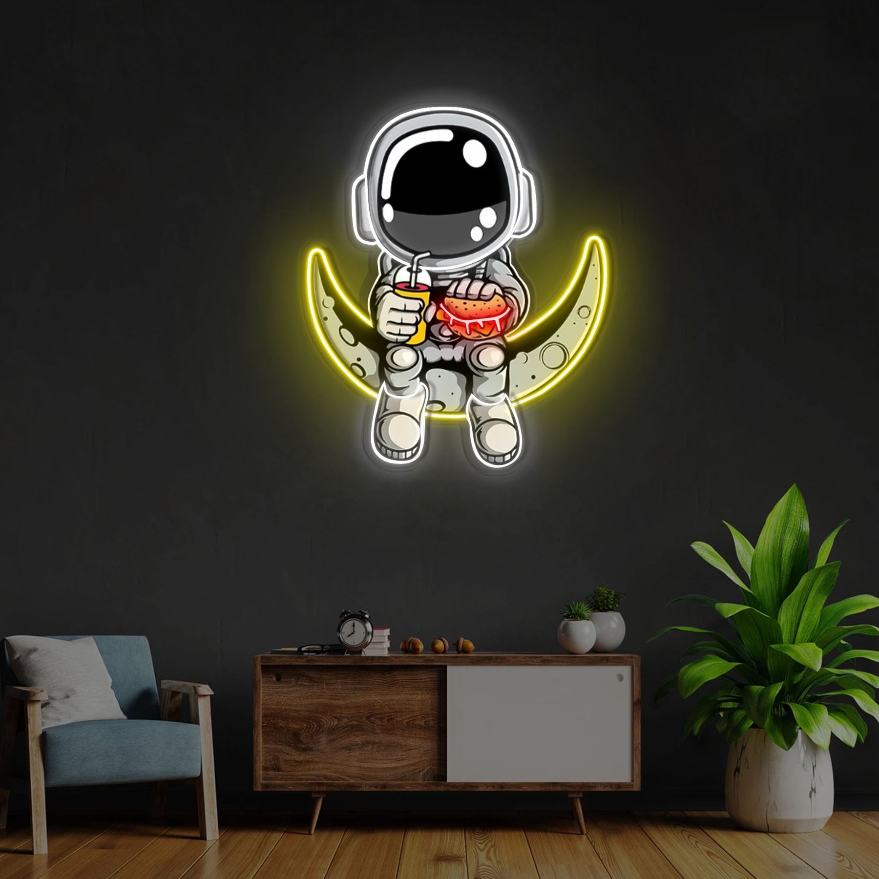 "Astronaut Hamburger" Neon x Acrylic Artwork