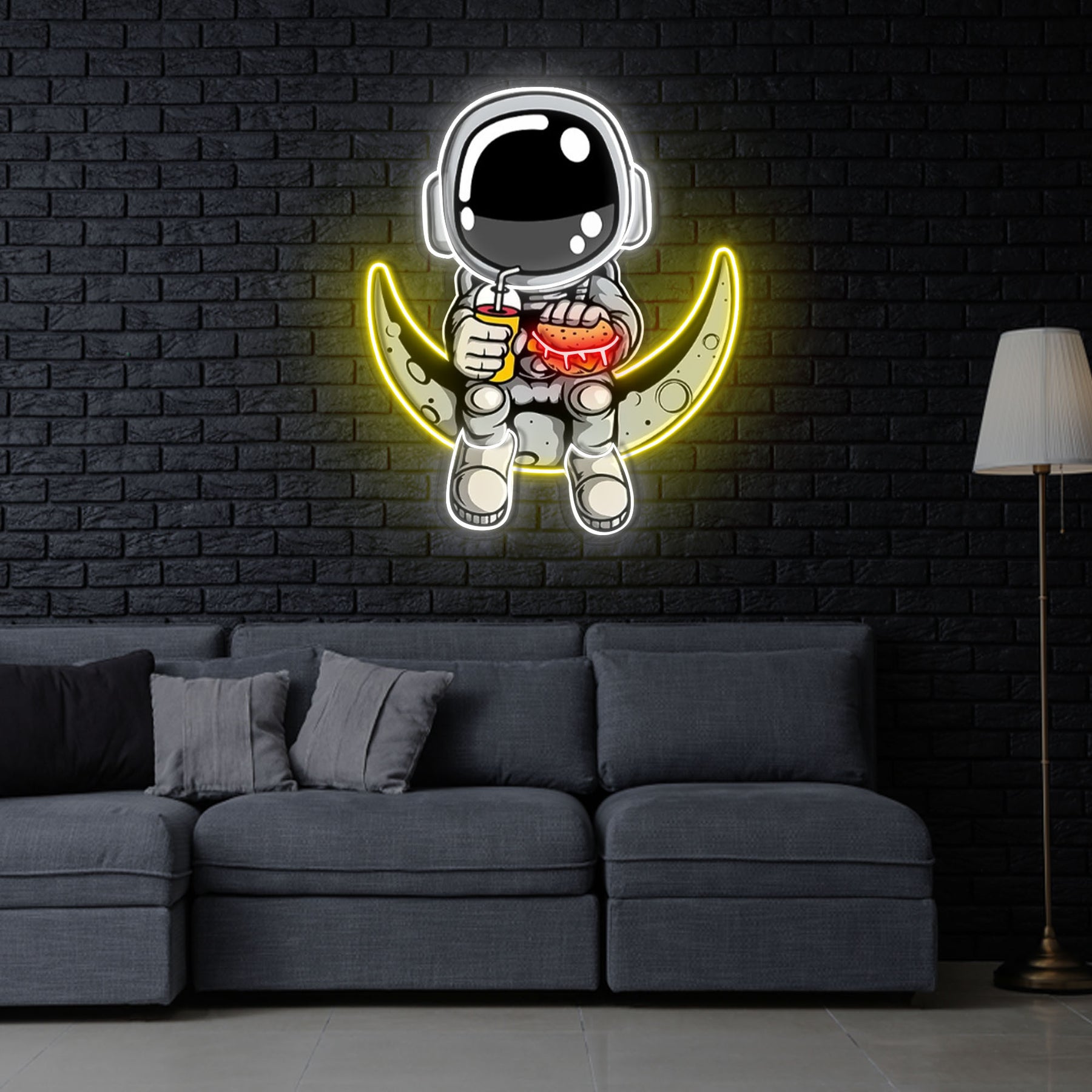 "Astronaut Hamburger" Neon x Acrylic Artwork