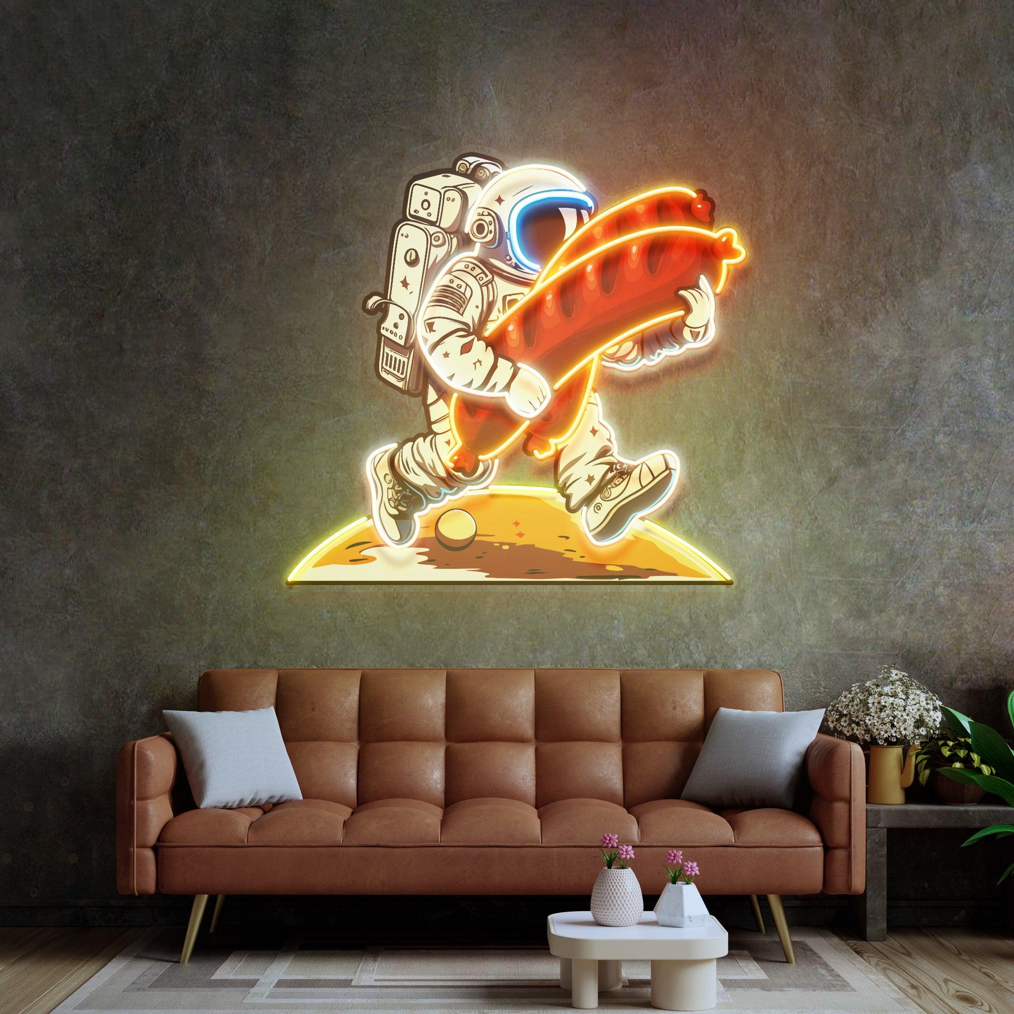 Astronaut and Sausage Led Neon Acrylic Artwork