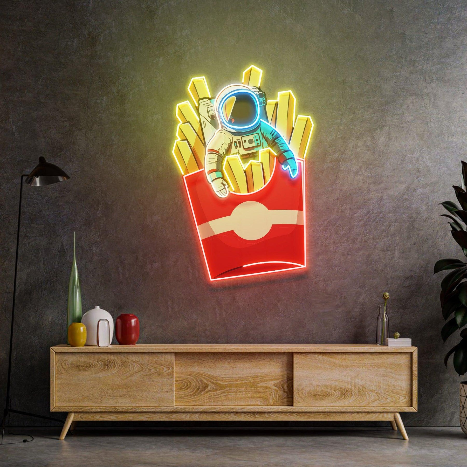 Astronaut on Chips Led Neon Acrylic Artwork