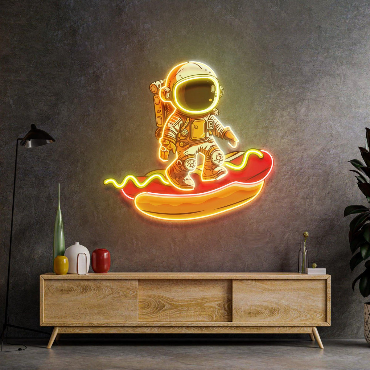 Astronaut on Hotdog Led Neon Acrylic Artwork