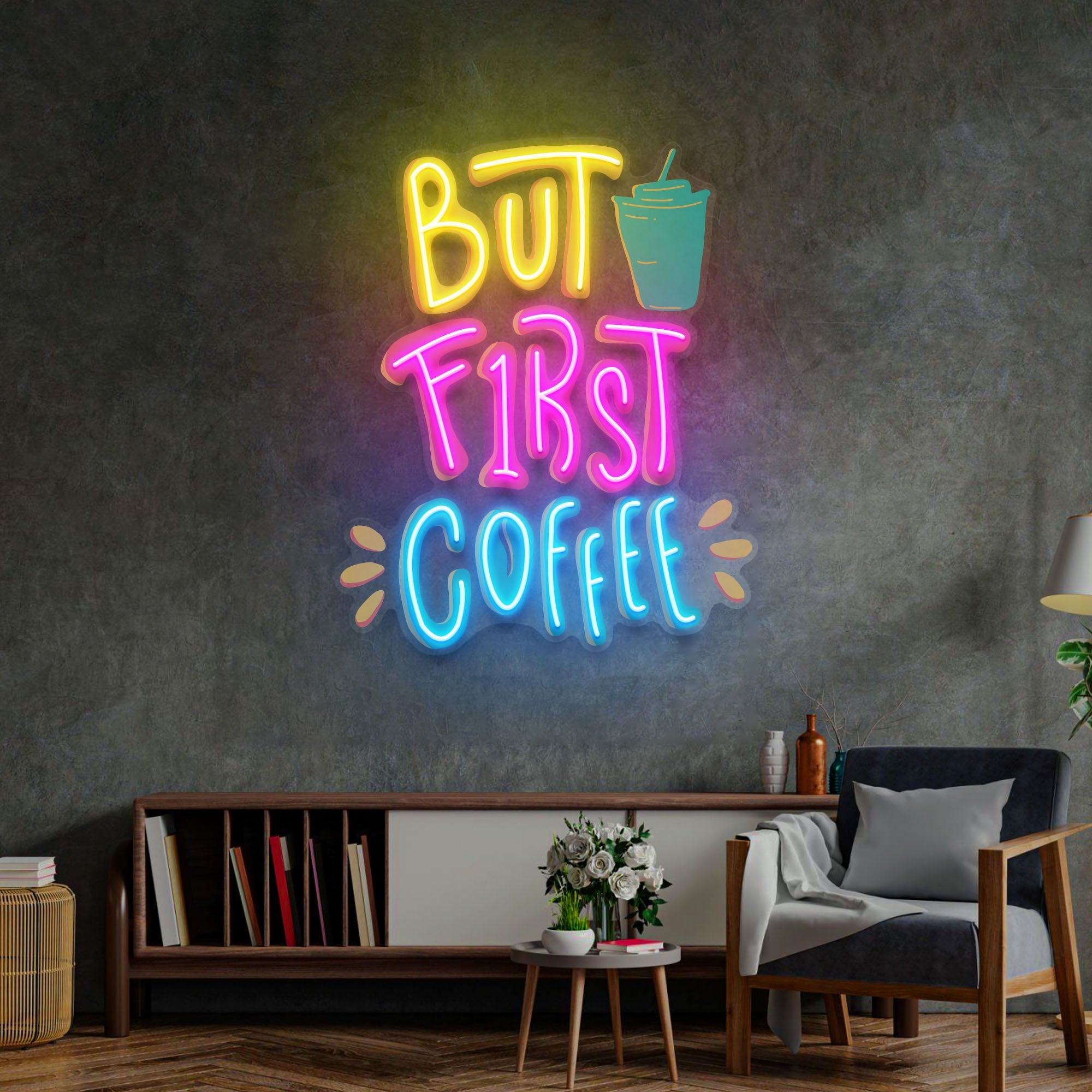 But First Coffee LED Neon Sign Light Pop Art