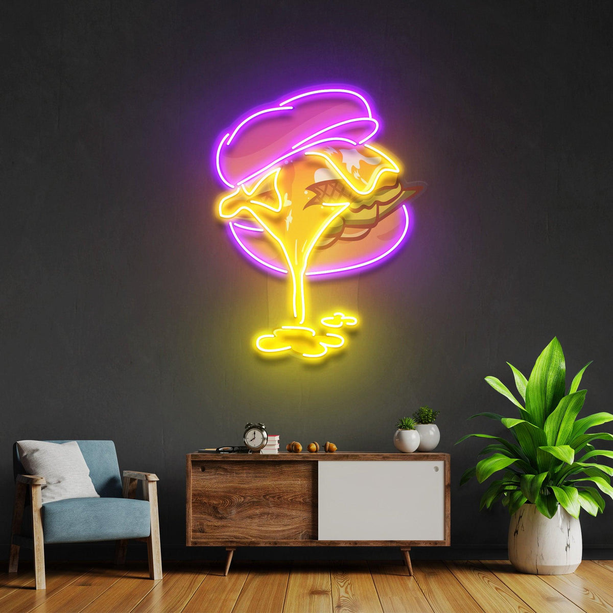 Burger Led Neon Sign - Acrylic Artwork