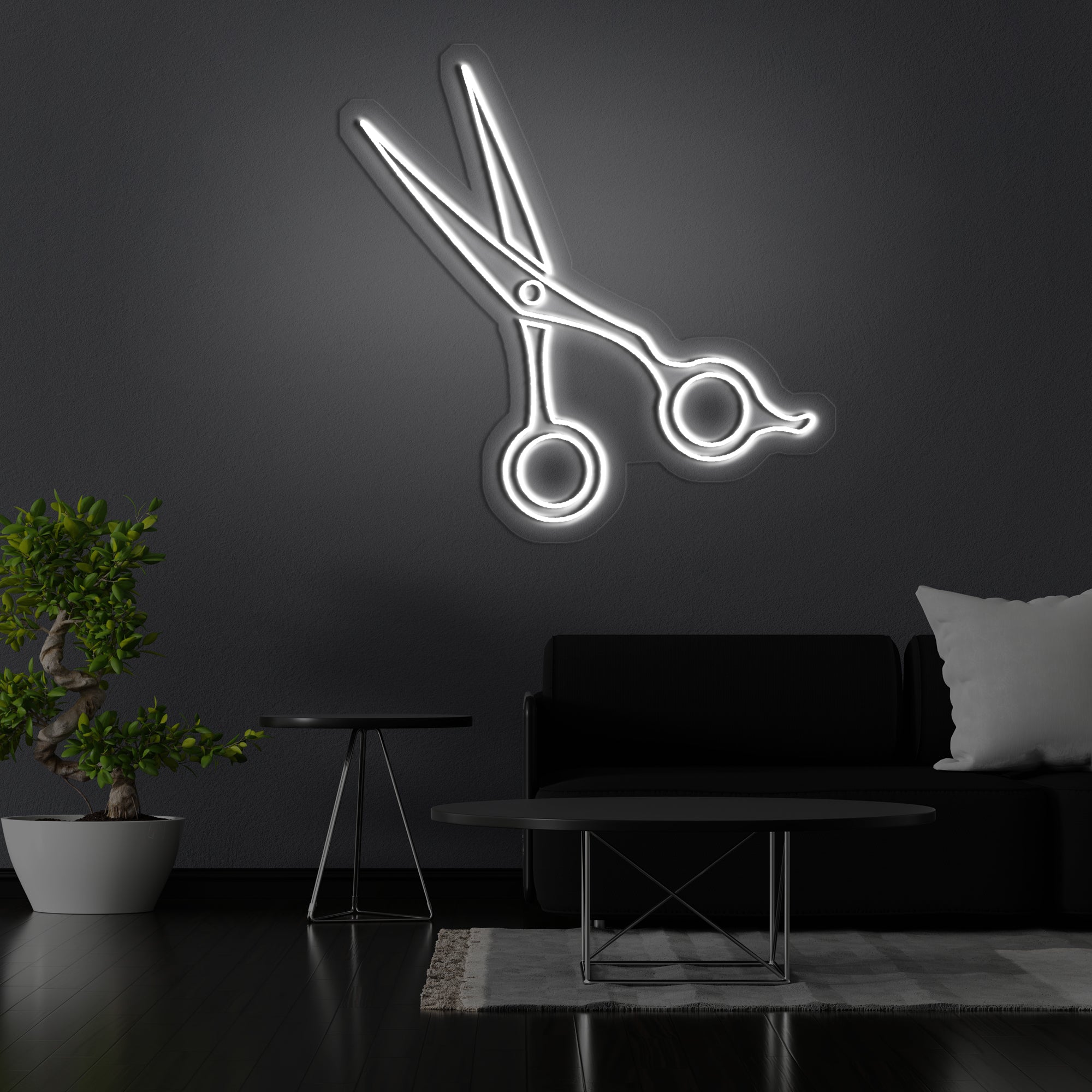 A Clippers neon sign on wall will be the barbershop gravitation