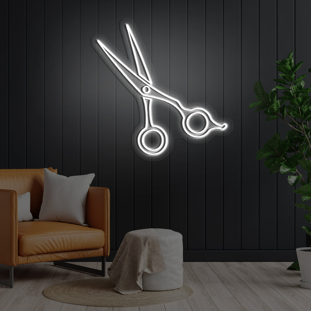 A Clippers neon sign on wall will be the barbershop gravitation