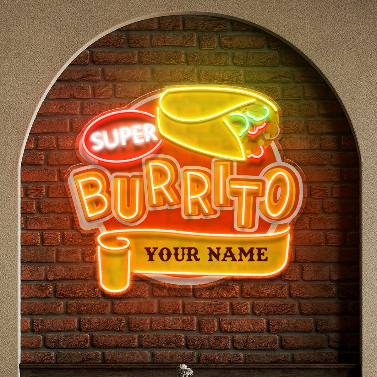 Custom Brand Name Burrito Mexican Food Restaurant Decor Artwork Led Neon Sign Light