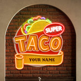 Custom Brand Name Taco Mexican Food Restaurant Decor Artwork Led Neon Sign Light