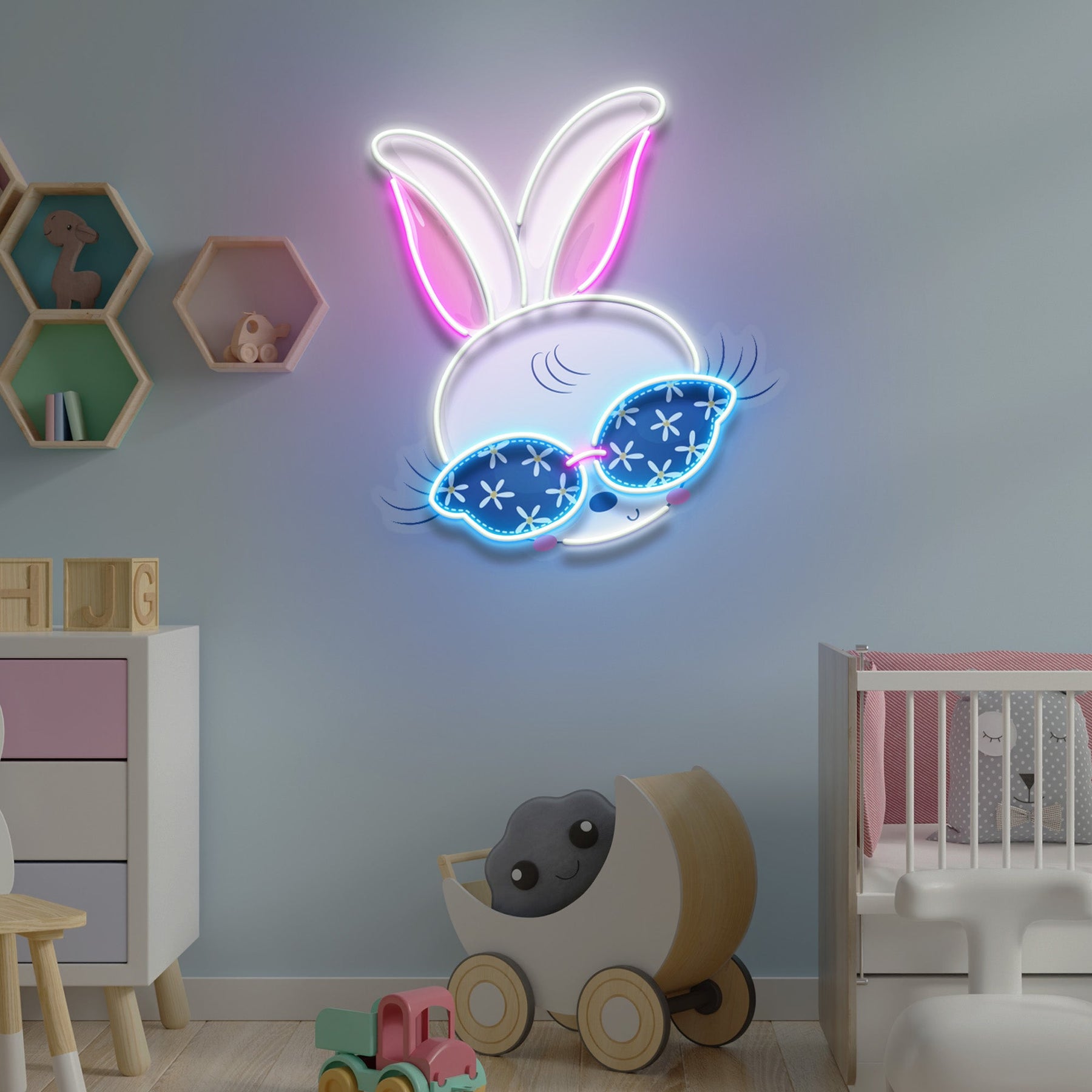 Custom Name Beautiful Rabbit Girl Gift For Kids Led Neon Sign Light