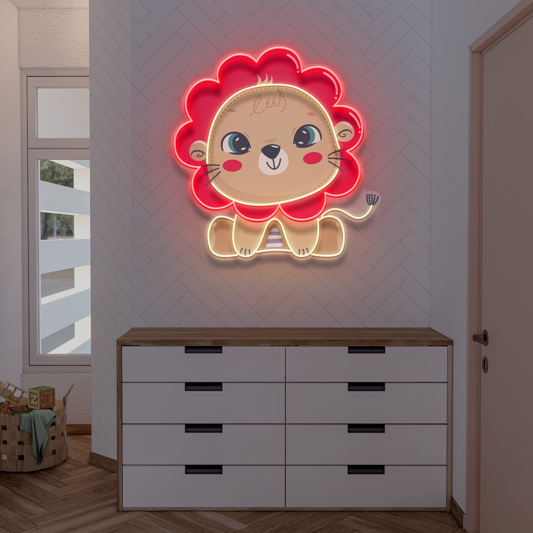 Custom Name Cute Baby Lion Artwork Led Neon Sign Light