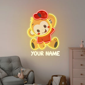 Custom Name Cute Monkey Artwork Led Neon Sign Light
