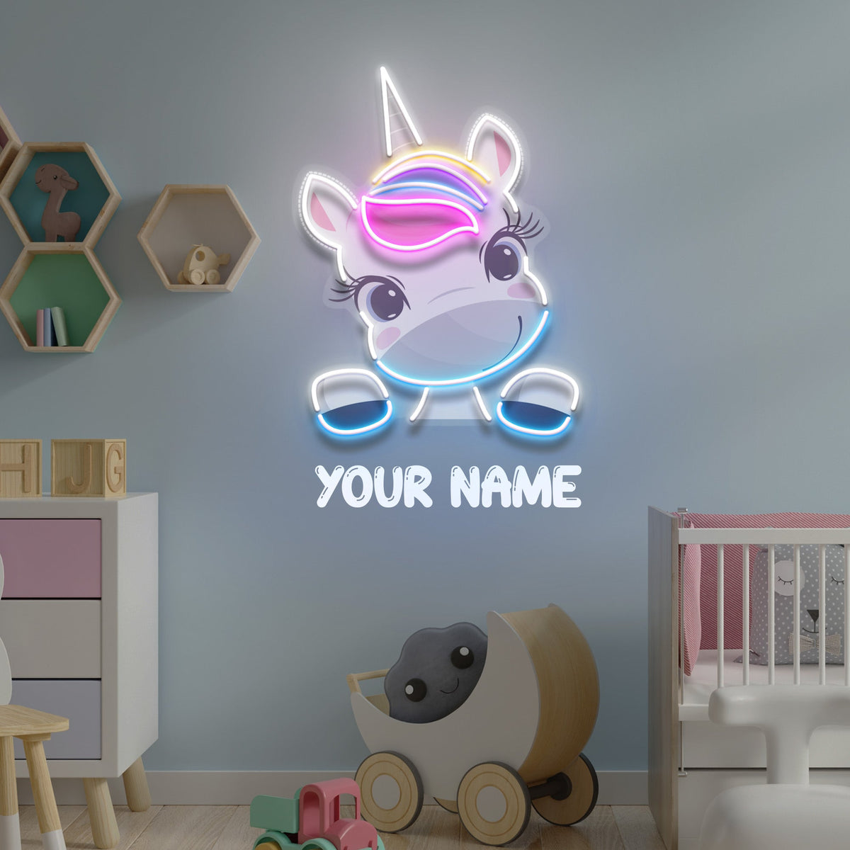 Custom Name Cute Unicorn Gift For Kids Artwork Led Neon Sign Light