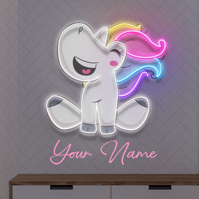 Custom Name Cute Unicorn Girl Artwork Led Neon Sign Light