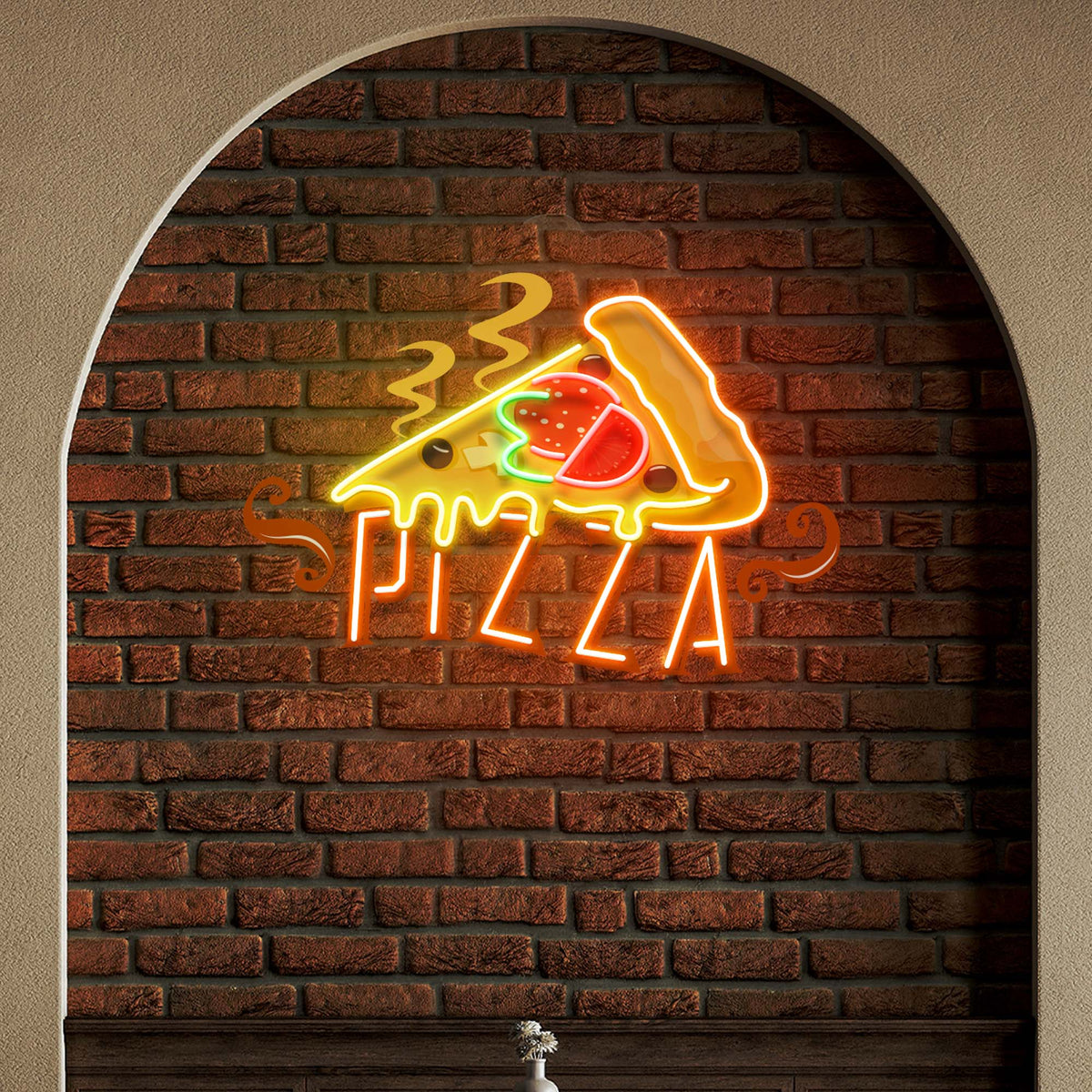 Custom Name Fast Food Restaurant With Pizza Led Neon Sign Light