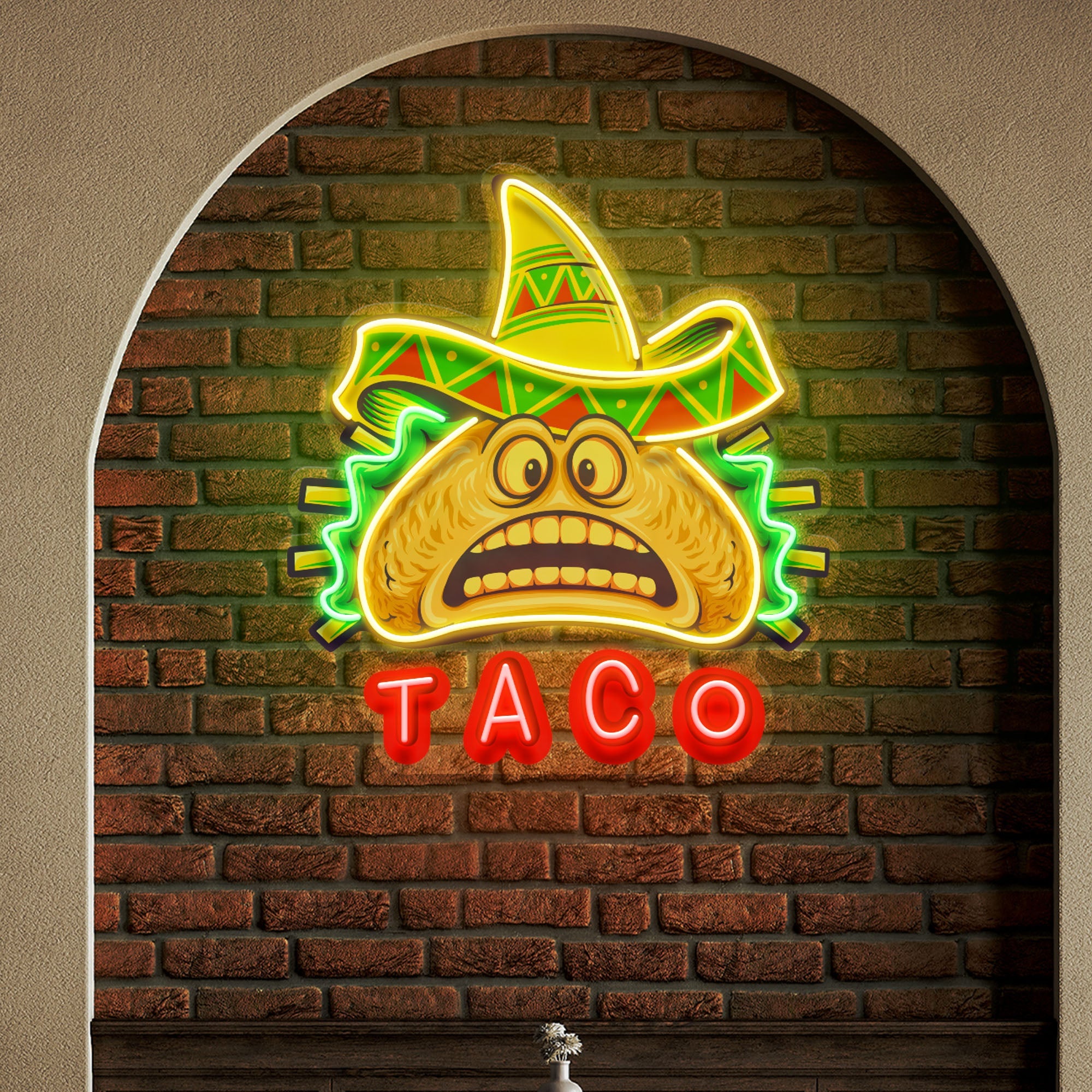 Custom Name Funny Tacos Mexican Fast Food Artwork Led Neon Sign Light